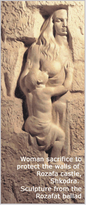Gruaja e sakrifikuar per Keshtjellen e Rozafes ne Shkoder. Skulpture nga Balada e Rozafes
